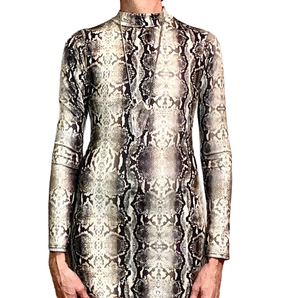 Punk rock snake skin pattern polyester dress.